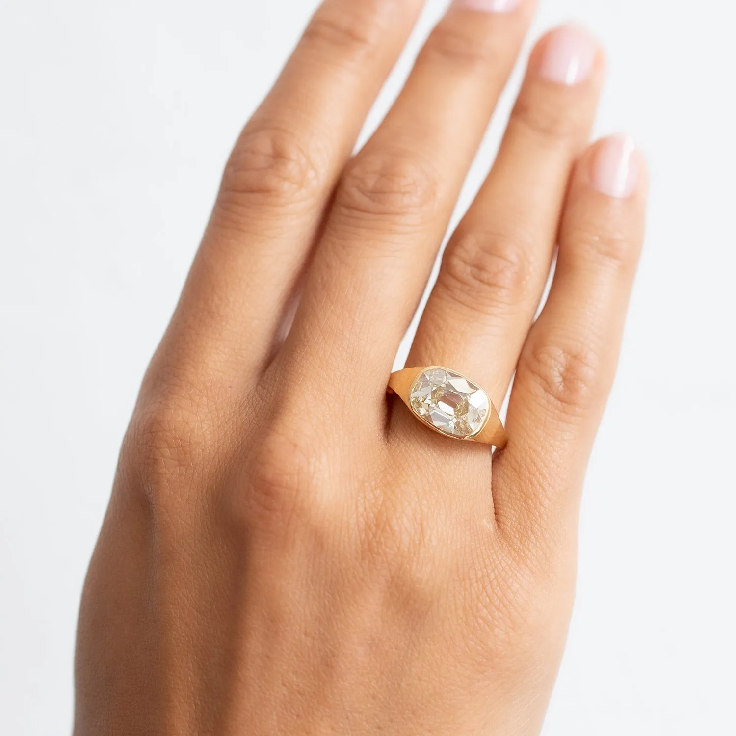 Yellow Diamond Oval Signet Ring
