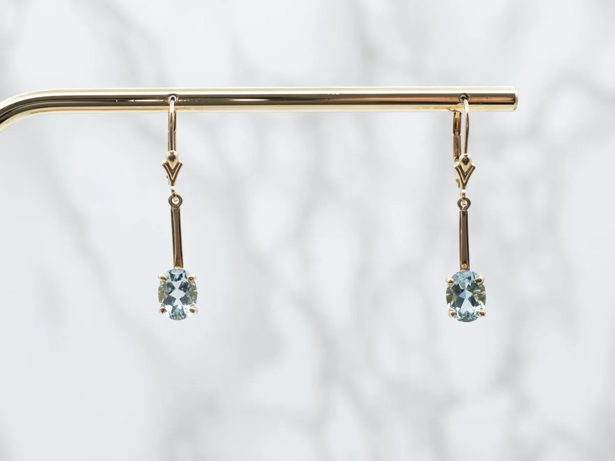 Yellow Gold Aquamarine Drop Earrings