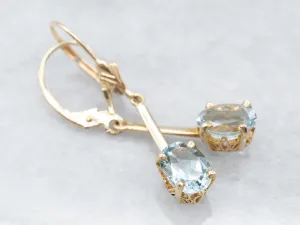 Yellow Gold Aquamarine Drop Earrings