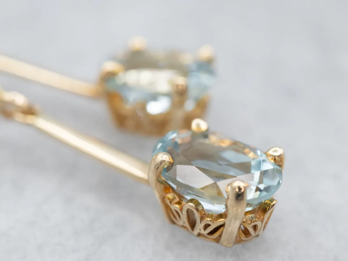 Yellow Gold Aquamarine Drop Earrings