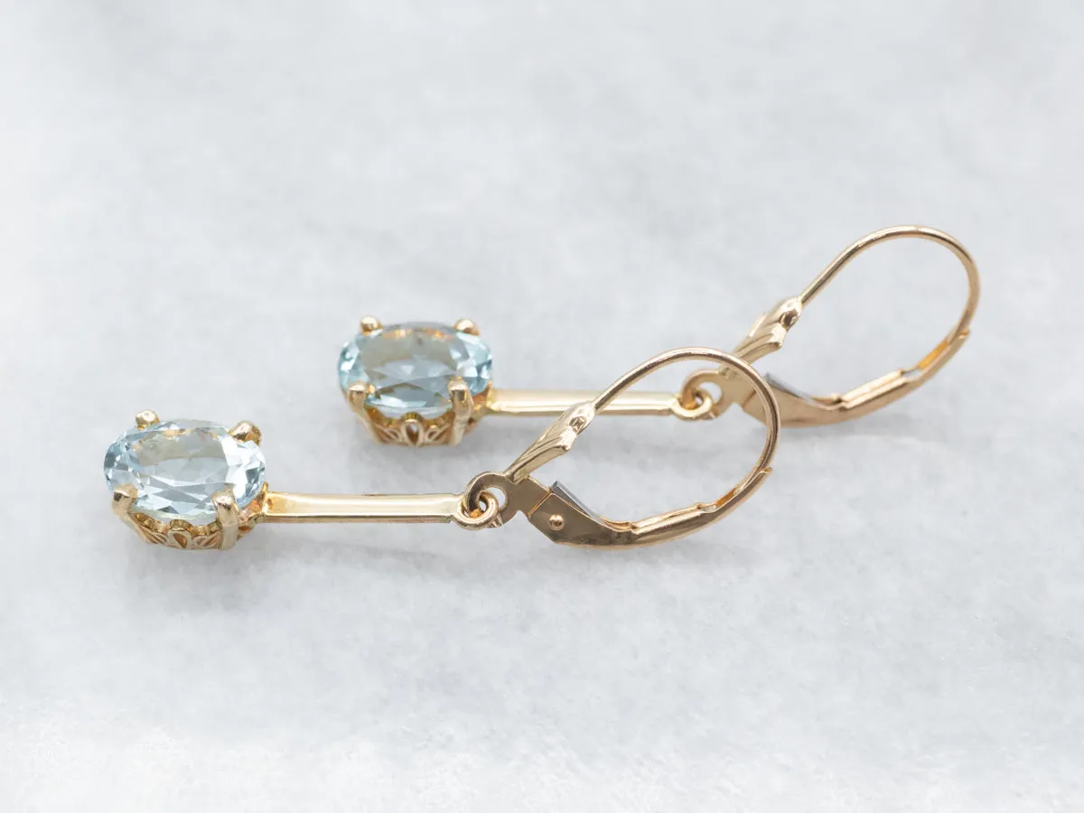 Yellow Gold Aquamarine Drop Earrings