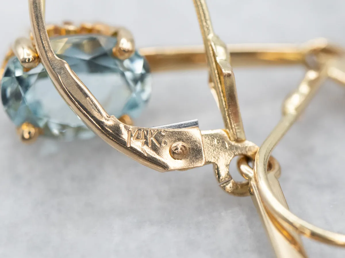 Yellow Gold Aquamarine Drop Earrings