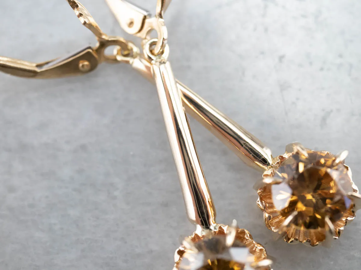 Yellow Zircon Gold Drop Earrings