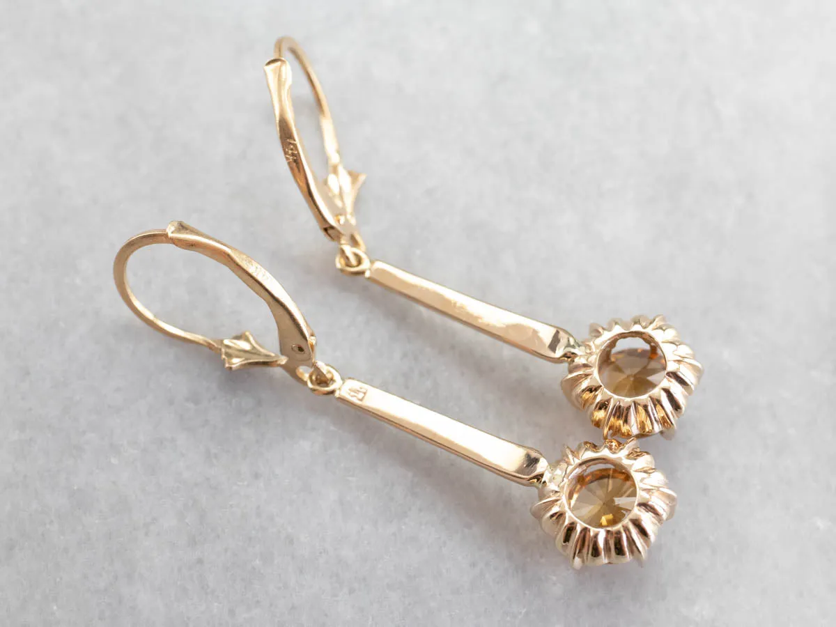 Yellow Zircon Gold Drop Earrings