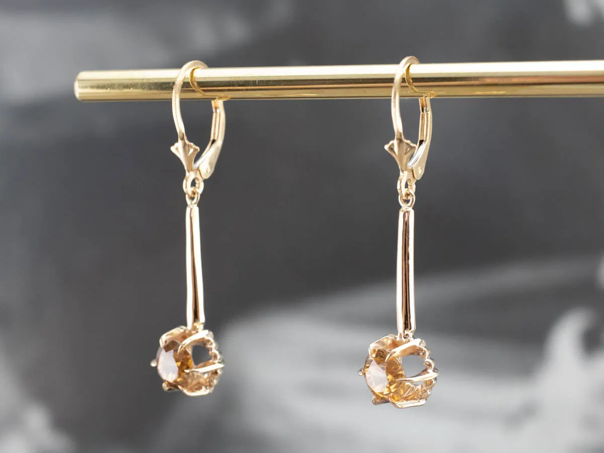 Yellow Zircon Gold Drop Earrings