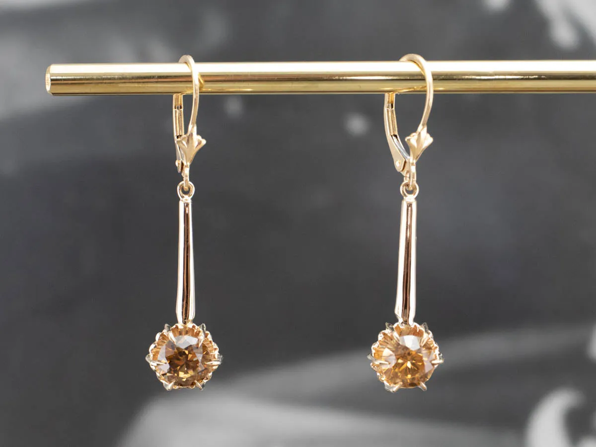 Yellow Zircon Gold Drop Earrings