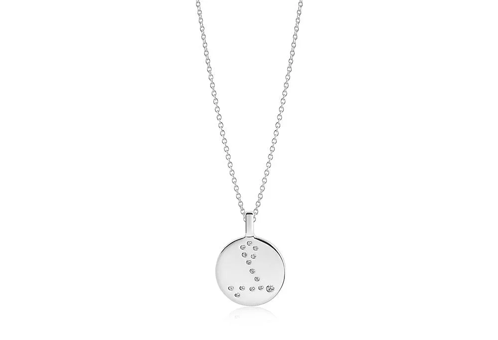 Zodiaco Pisces Silver Necklace w. White Zirconias